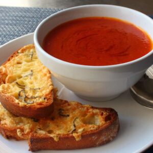 Fresh Tomato Soup with Crispy Cheese Toast